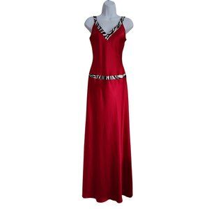Sherri Hill Glamourous Edgy Red Satin Evening Dress Leopard Print Chapel Train 4